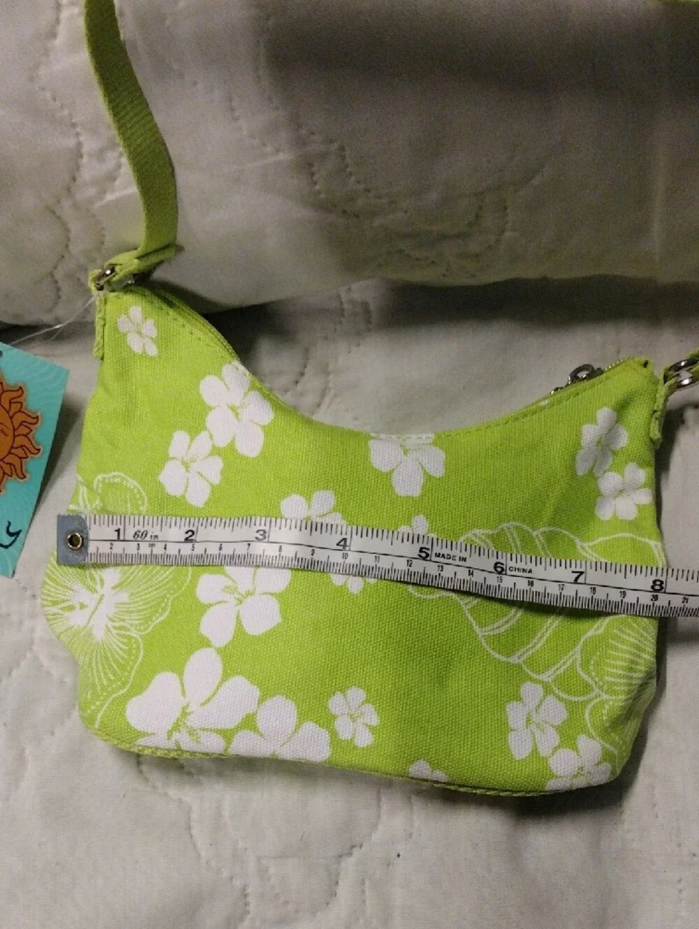 Sunny Girl Lime Green Floral Canvas Shoulder Bag